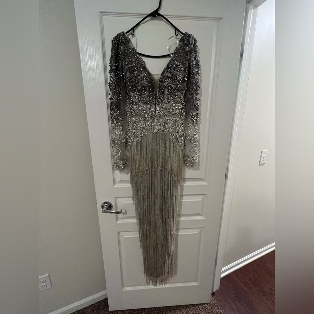 ✨ Glamorous Beaded Fringe Evening Gown ✨